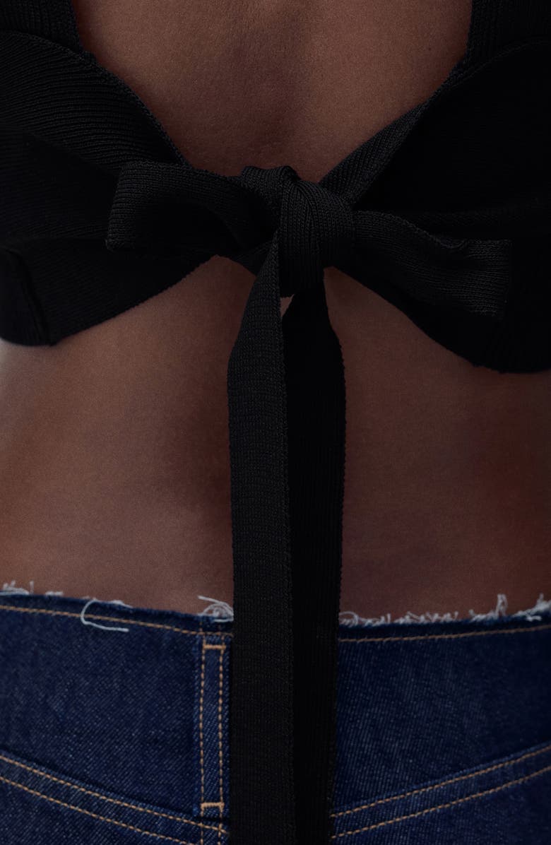 MANGO Bow Back Crop Tank, Alternate, color, Black