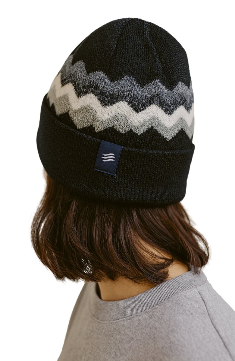 United By Blue The Merino Wool Mountain Scape Knit Beanie, Alternate, color, Black