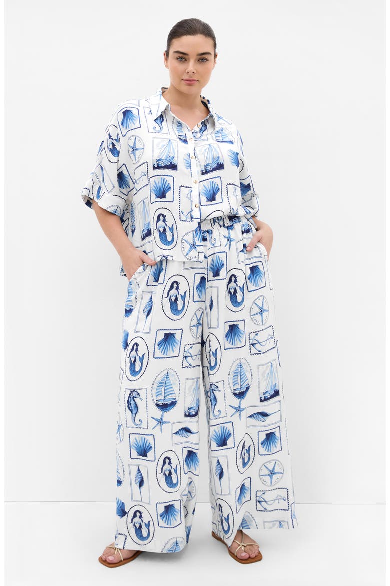 Liana Print Wide Leg Pants, Alternate, color, AMALFI POSTCARD