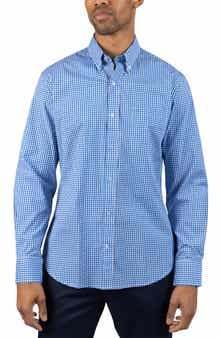 TailorByrd Gingham Stretch Cotton Button-Up Shirt