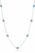 House of Frosted 14K White Gold Blue Topaz Station Chain Necklace