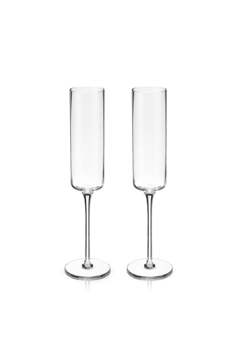 Laurel Crystal Champagne Flutes Set of 2, Main, color, Clear