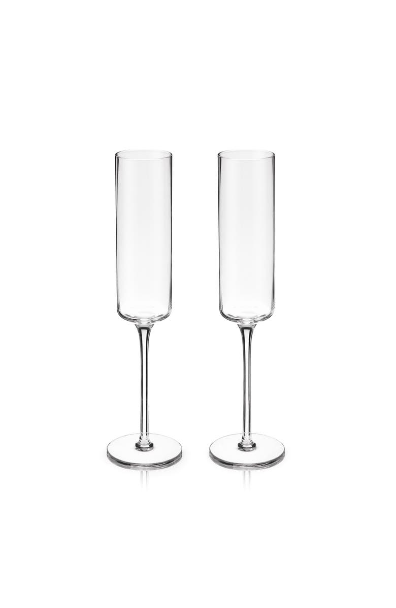 Viski Laurel Crystal Champagne Flutes Set of 2, Main, color, Clear