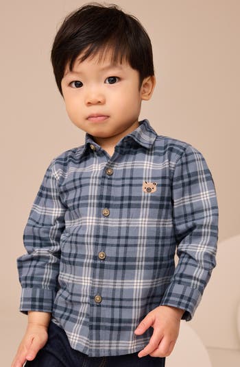 Kids' Check Cotton Flannel Button-Up Shirt
