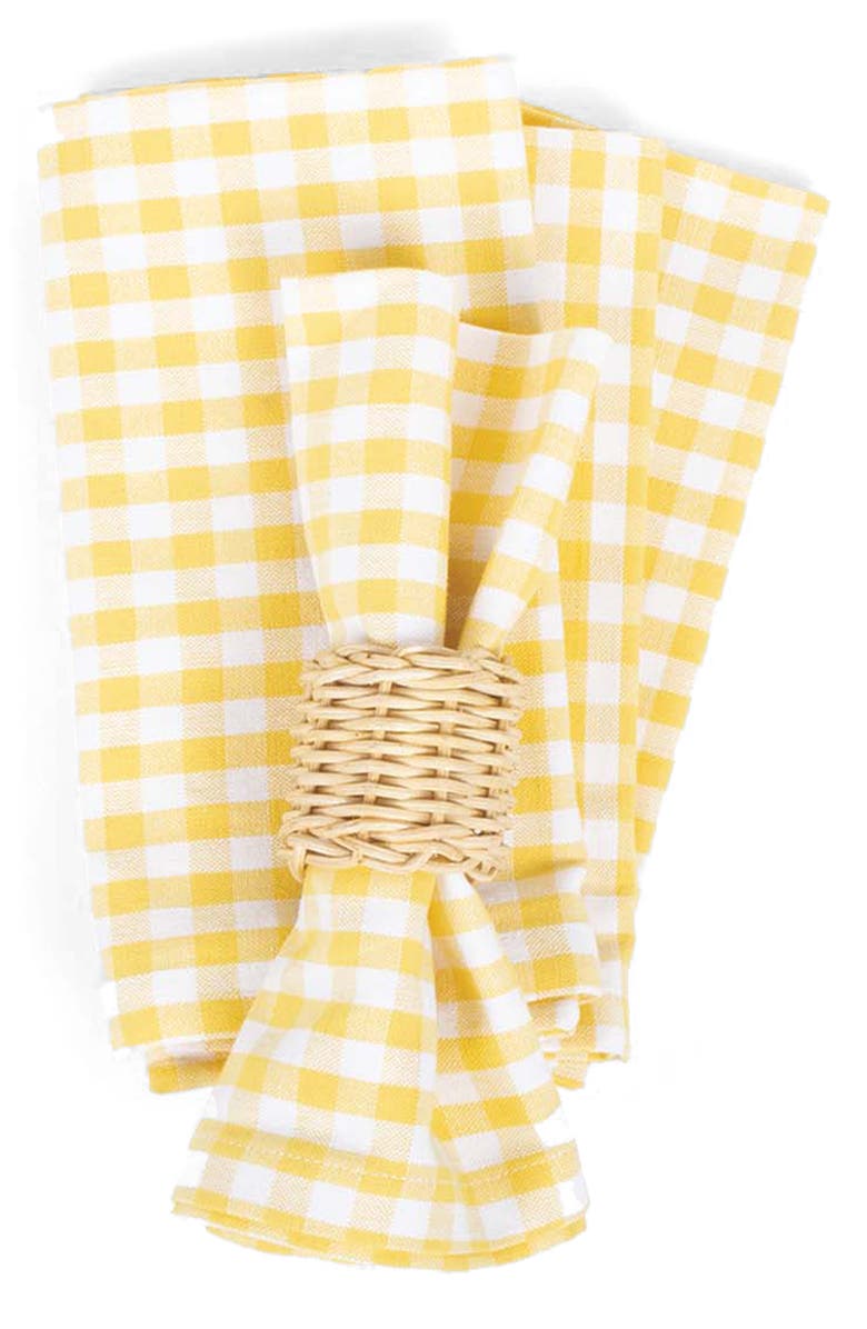 8 OAK LANE Yellow Gingham Set of 4 Napkins, Alternate, color,