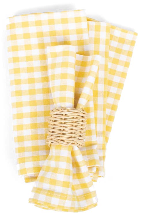 8 Oak Lane Yellow Gingham Set Of 4 Napkins