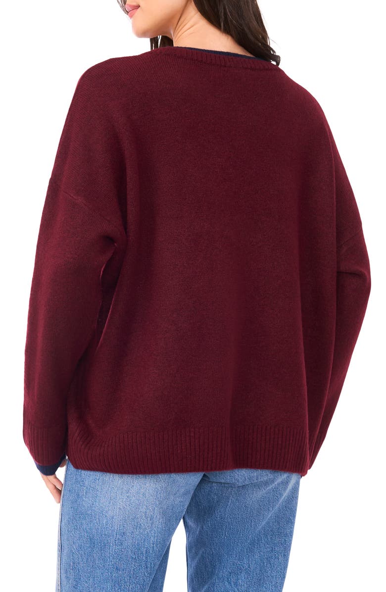 Vince Camuto Layered Look Sweater, Alternate, color, Wine