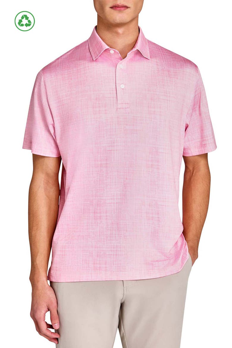 Regular Fit Chambray Recycled Performance Golf Polo, Main, color, CORAL