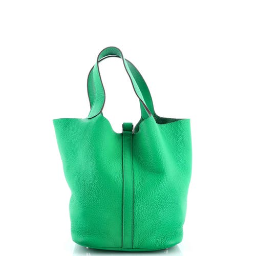 Pre-owned Hermes Hermes Picotin Lock Bag Clemence Gm In Green