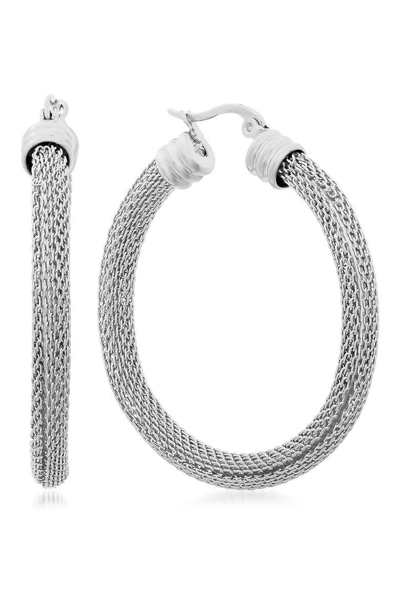 Mesh Hoop Earrings, Main, color, SILVER