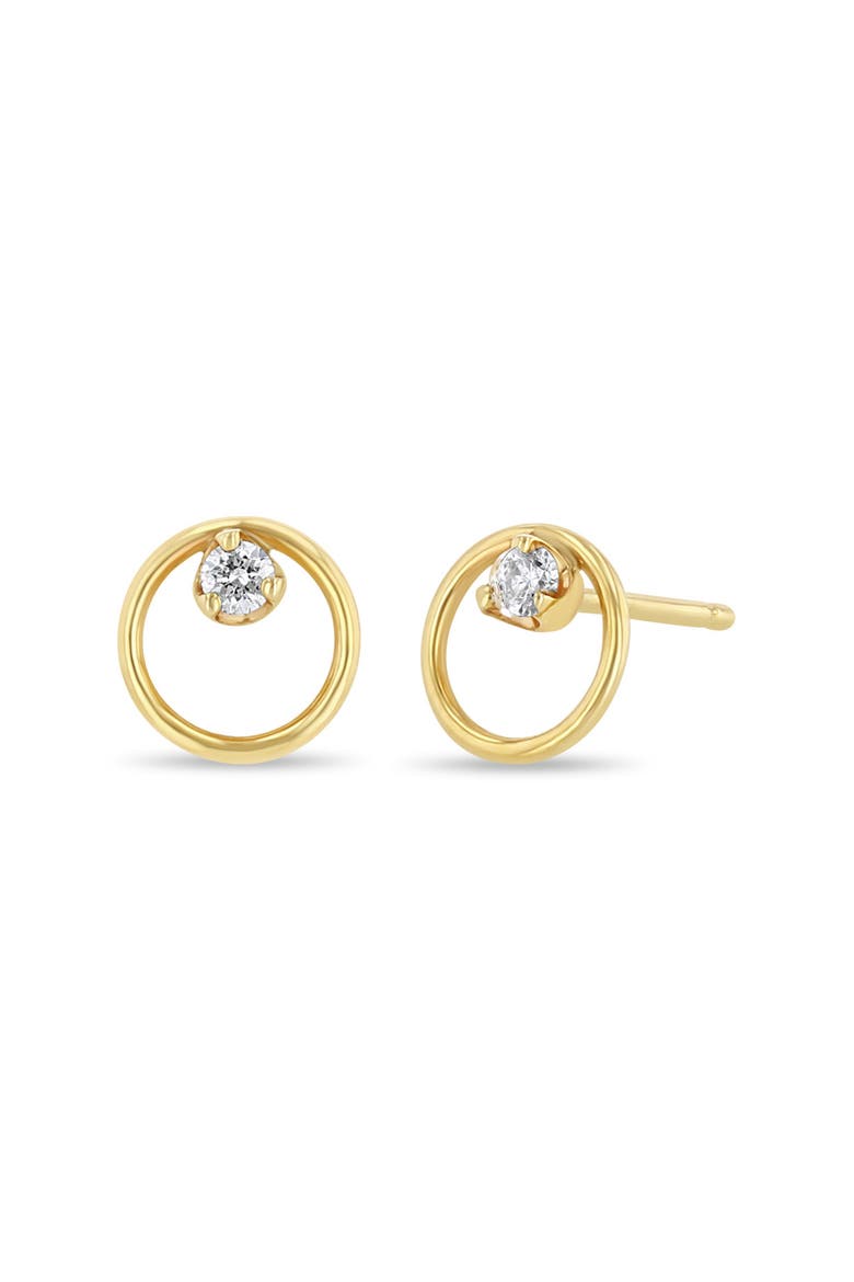 Diamond Circle Stud Earrings, Main, color, 14K YELLOW GOLD