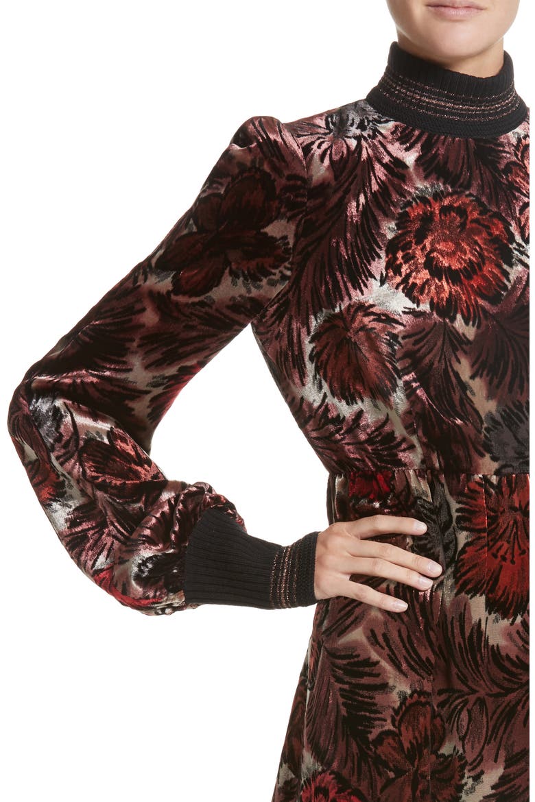 Floral Velvet Mock Neck Dress, Alternate, color, MULTI