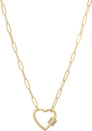 Adornia Heart Carabiner Paperclip Link Necklace