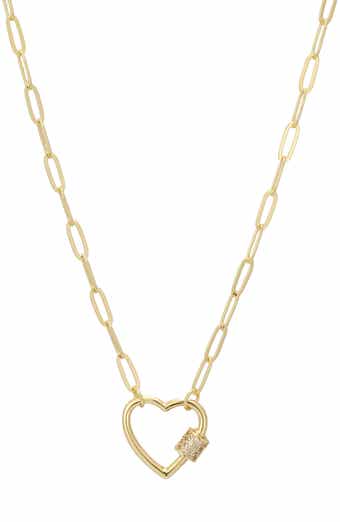 Heart Carabiner Paperclip Link Necklace