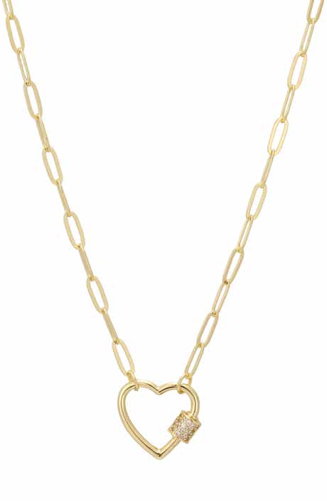 Heart Carabiner Paperclip Link Necklace