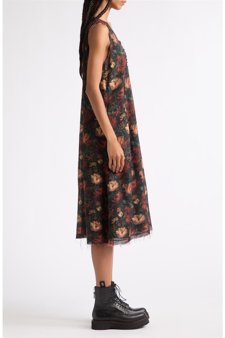 Sleeveless Midi Dress with Ruffles, Alternate, color, RED BLACK LARGE FLORAL