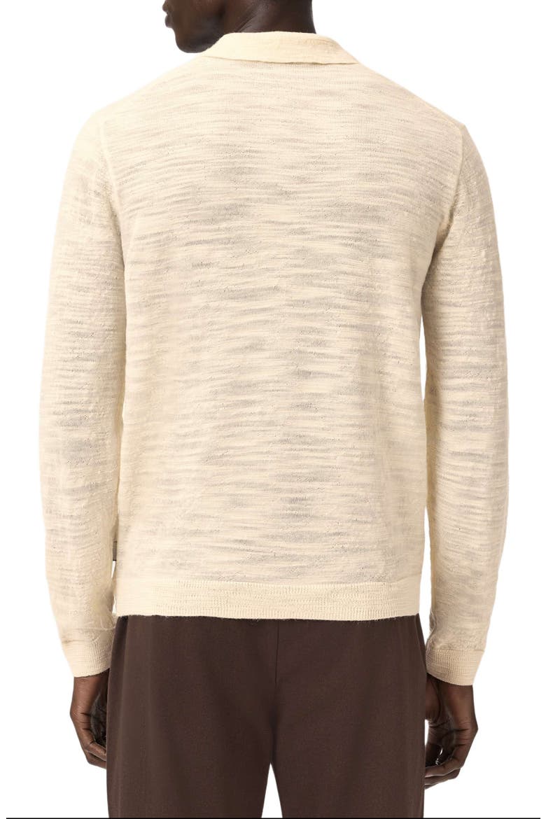 Luciano Long Sleeve Johnny Collar Slub Wool Polo Sweater, Alternate, color, SALT