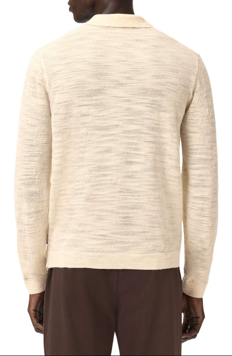 John Varvatos Luciano Long Sleeve Johnny Collar Slub Wool Polo Sweater, Alternate, color, Salt