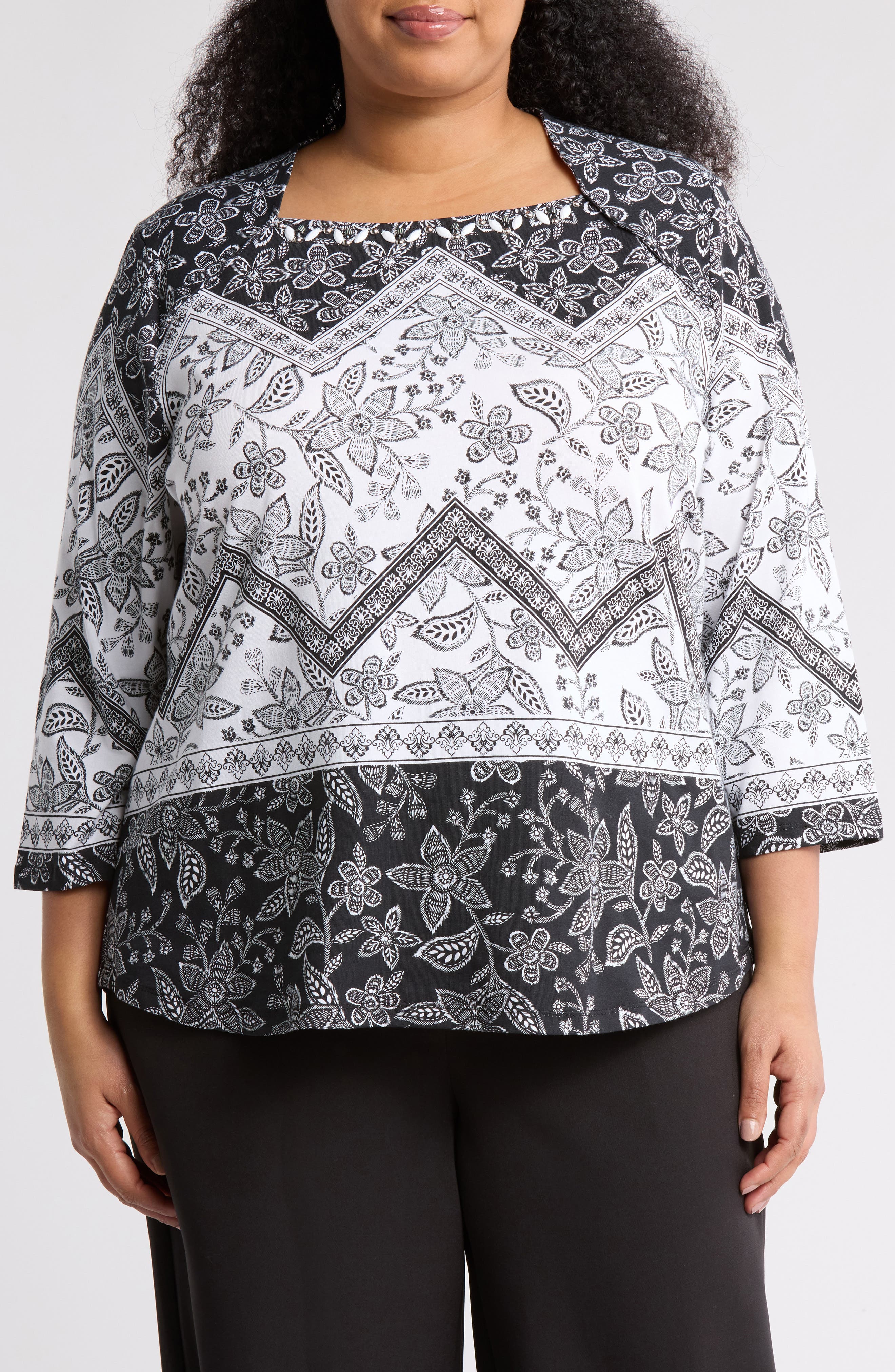 Ruby Rd Woman RUBY RD Floral Knit Tunic (Women) | Nordstromrack