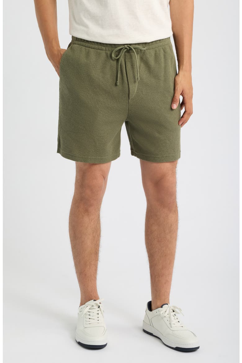 6-Inch Textured Pointelle Drawstring Shorts, Main, color, CRUISE OLIVE