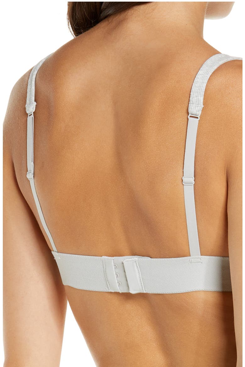 Stretch Cotton Rib Plunge Bralette, Alternate, color, LIGHT HEATHER GREY