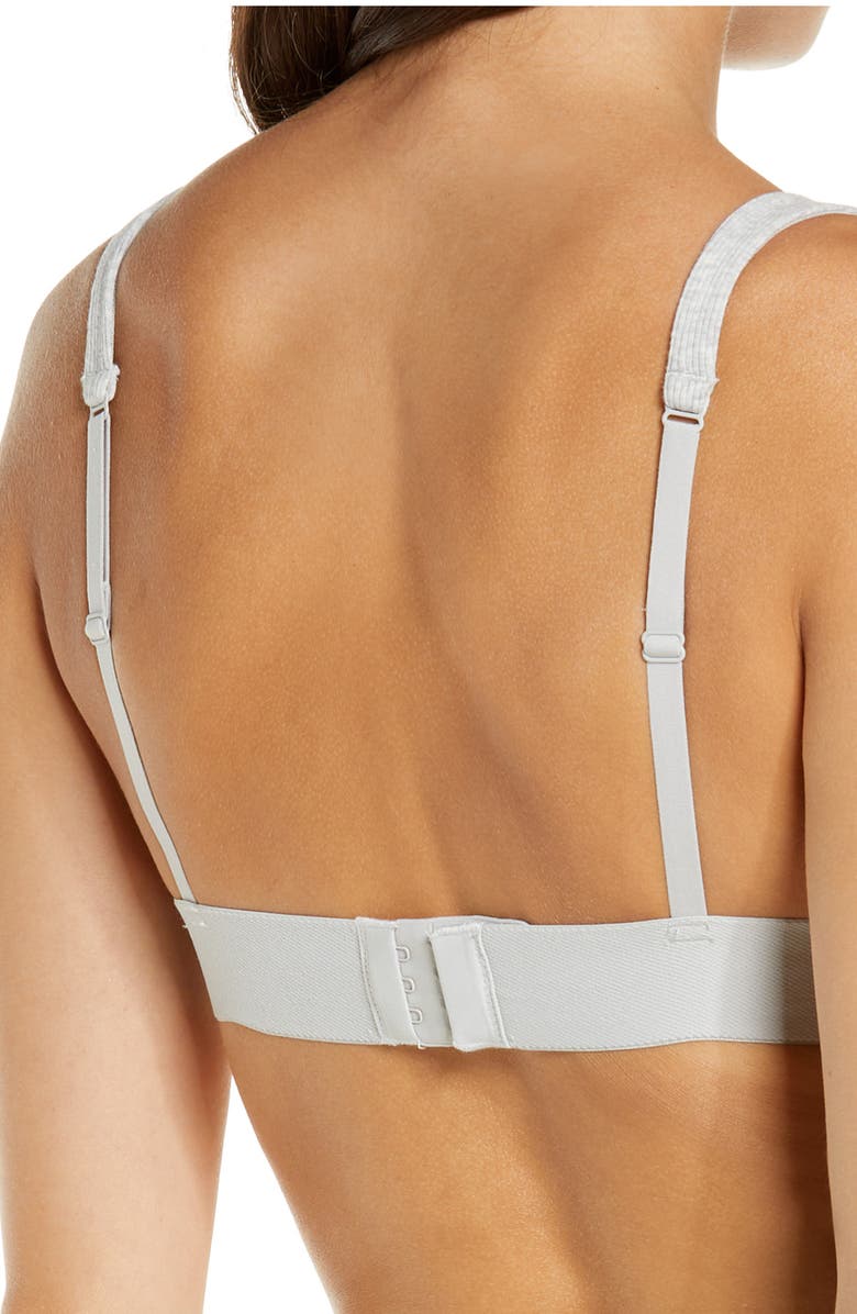 SKIMS Stretch Cotton Rib Plunge Bralette, Alternate, color, Light Heather Grey