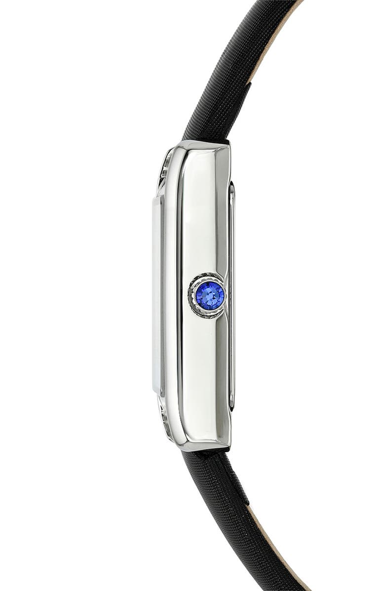 PORSAMO BLEU Karolina Leather Strap Watch, 21.5mm x 30mm, Alternate, color, Black/ Silver