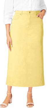 Jessica London Classic Cotton Denim Midi Skirt