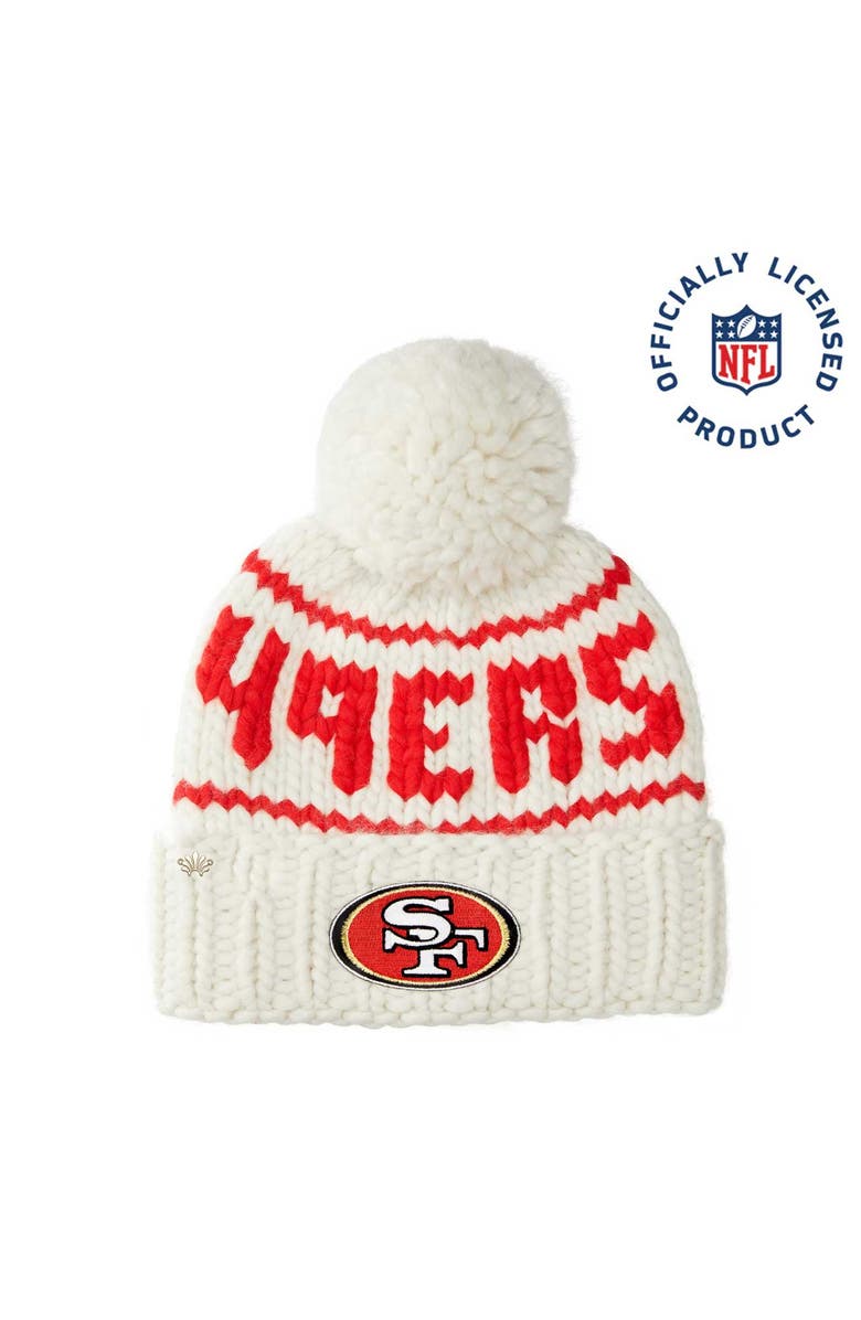 Lele Sadoughi White 49Ers Nfl Beanie With Yarn Pom Pom, Main, color, White 100