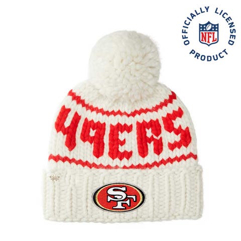 White 49Ers Nfl Beanie With Yarn Pom Pom