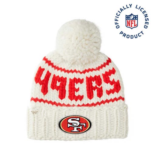 Lele Sadoughi White 49ers Nfl Beanie With Yarn Pom Pom In White