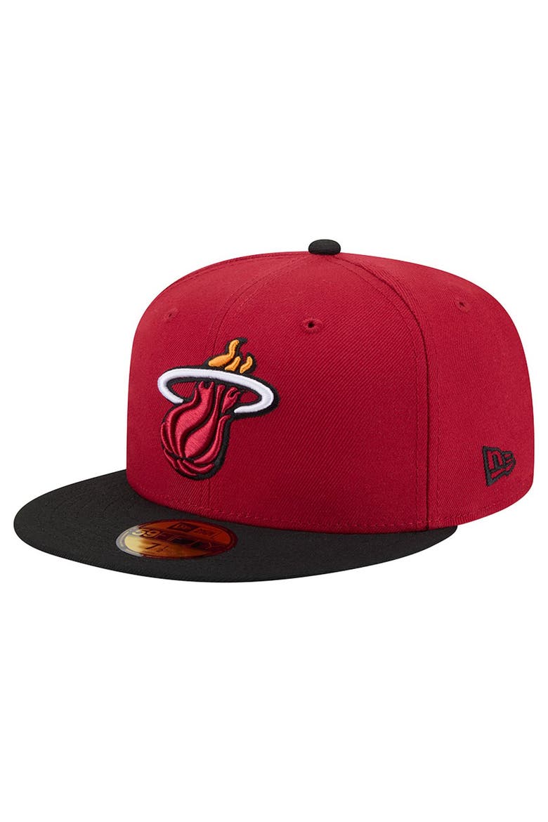 Men's New Era Red Miami Heat Two-Tone 59FIFTY Fitted Hat, Main, color, Red
