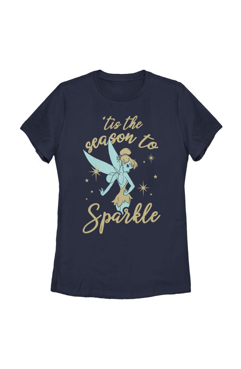 Peter Pan Women's Peter Pan Peter Pan Tinker Bell 'Tis the Season to Sparkle Graphic T-Shirt, Main, color, Navy Blue