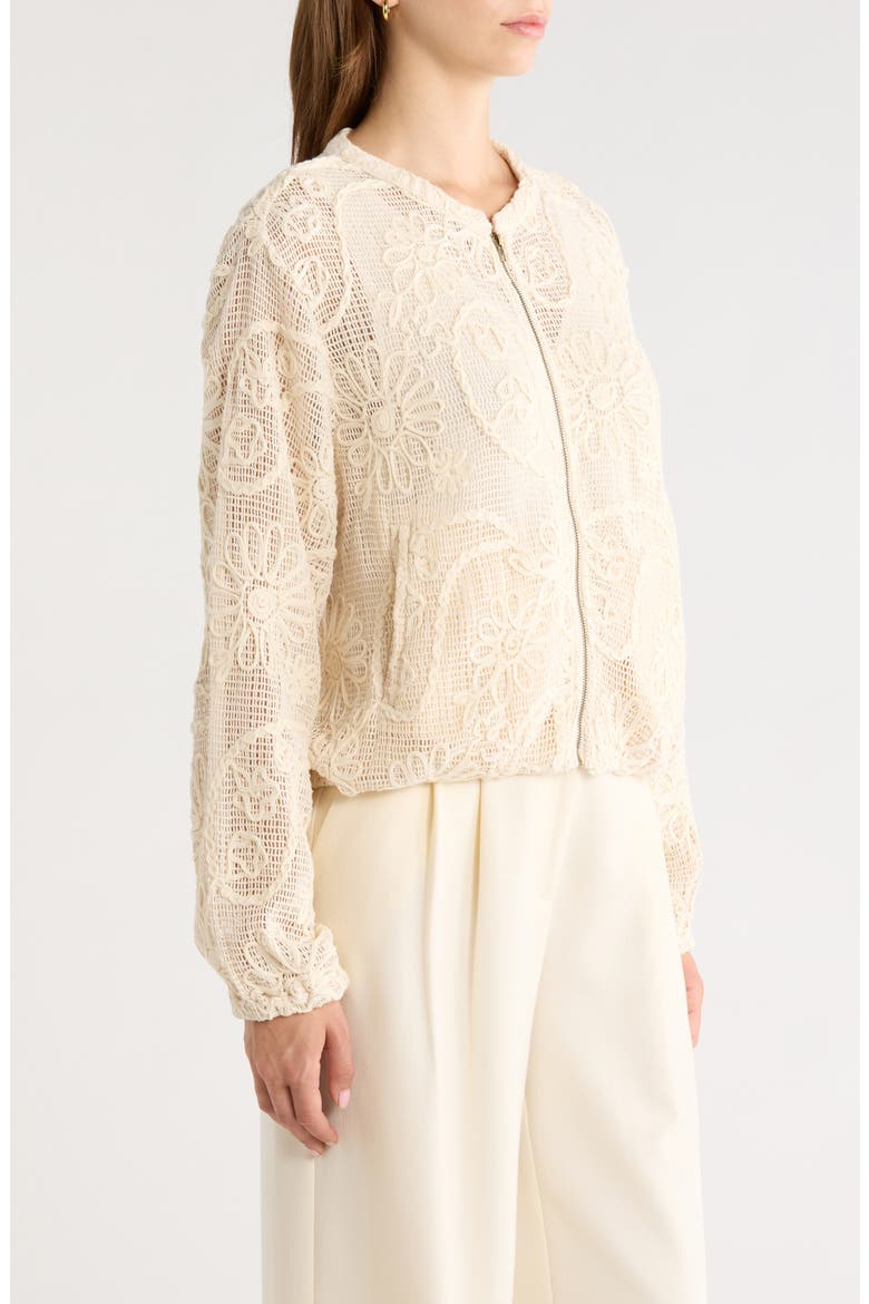 Aeva Embroidered Floral Lace Jacket, Alternate, color, NATURAL