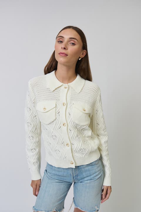 Allie Mixed Stitch Button Down Sweater