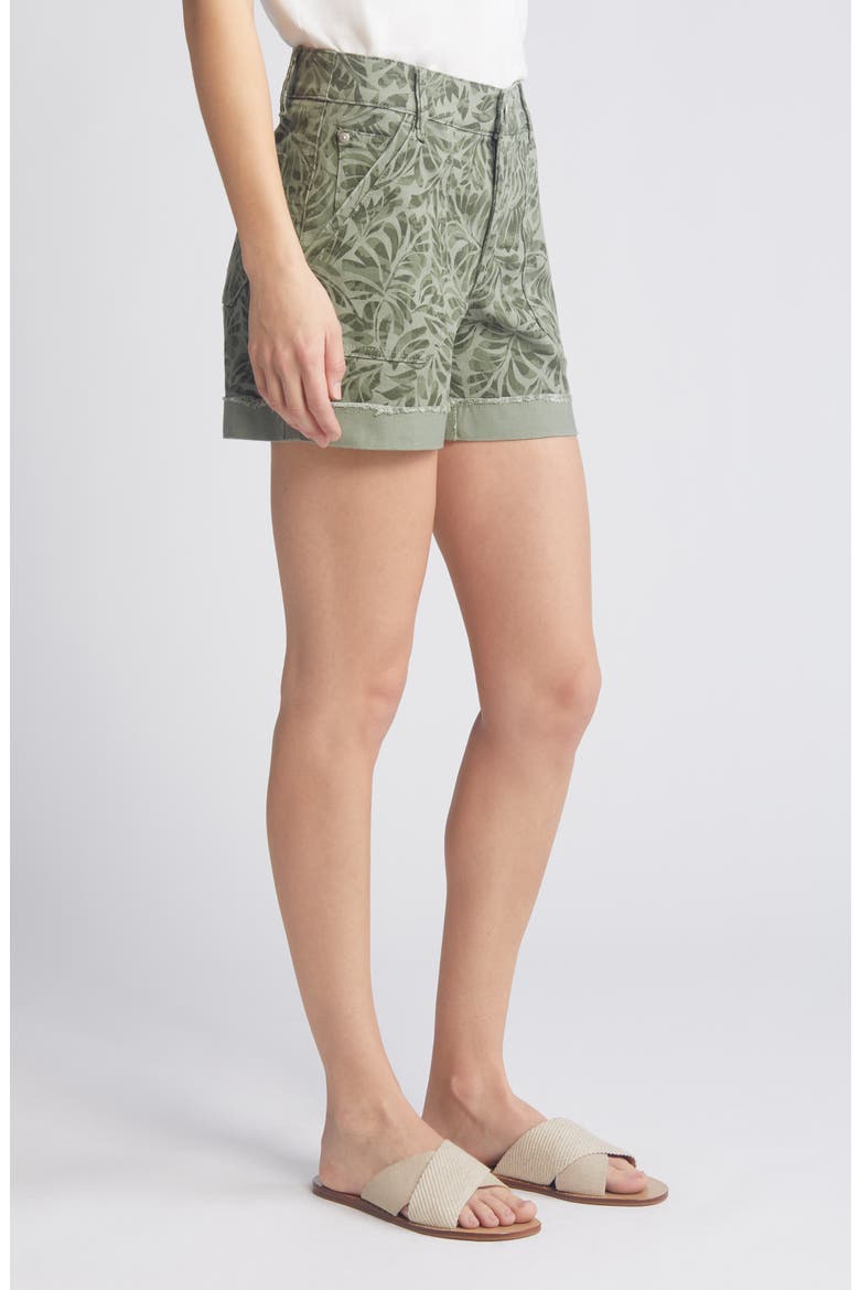 Print Patch Pocket High Waist Twill Shorts, Alternate, color, CELADON