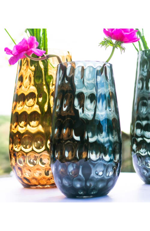Vietri Bolla Glass Medium Pebbled Vase In Brown