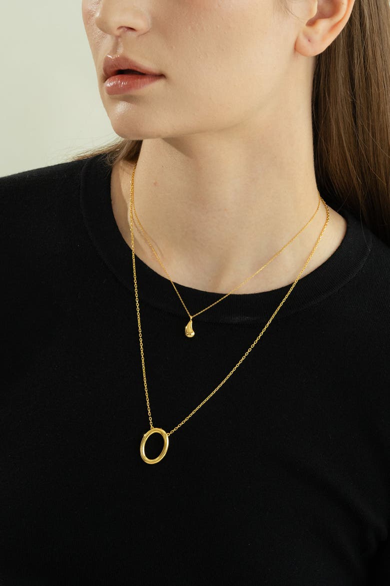 Sterling Silver 18k Gold Plated Jacqueline Teardrop Necklace Minimal, Alternate, color, Gold