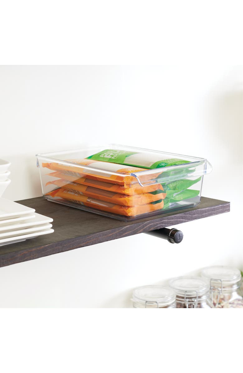 mDesign miDesign Fridge Storage Bin with Handle - Fridge Tray for Cheeses and Snacks - Set of 4 - Clear, Alternate, color, Clear