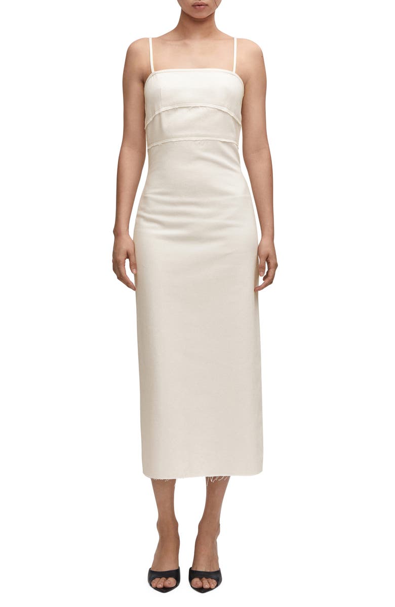 MANGO Raw Edge Denim Midi Dress, Main, color, 