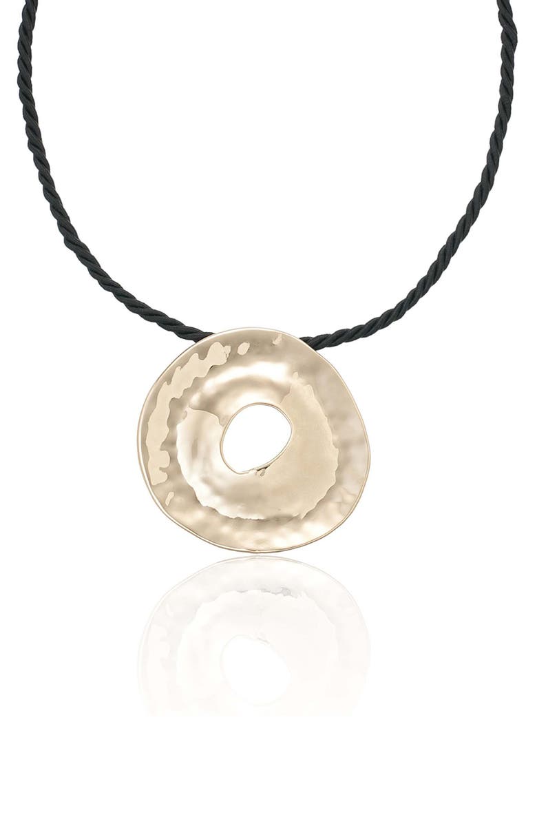 Ettika Hammered Donut Pendant Cord Necklace, Main, color, Gold