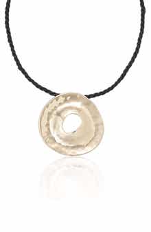 Hammered Donut Pendant Cord Necklace