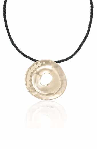 Hammered Donut Pendant Cord Necklace
