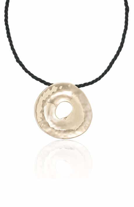 Ettika Hammered Donut Pendant Cord Necklace