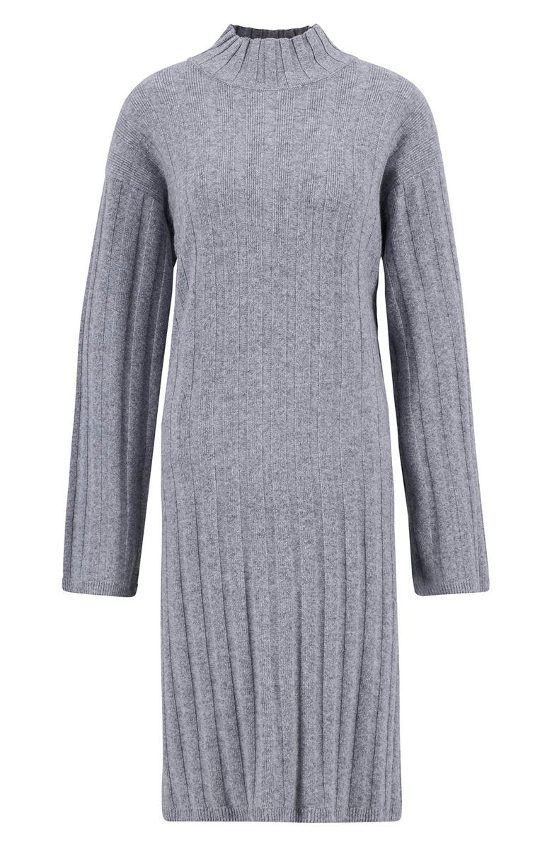 Barbour Sophia Long Sleeve Wool & Cotton Rib Sweater Dress, Alternate, color, Light Grey