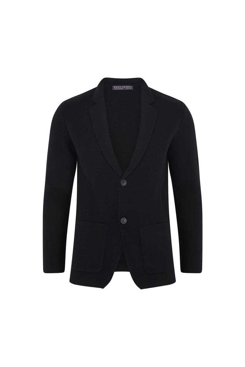 Midweight Lambswool Knitted Blazer, Alternate, color, Black