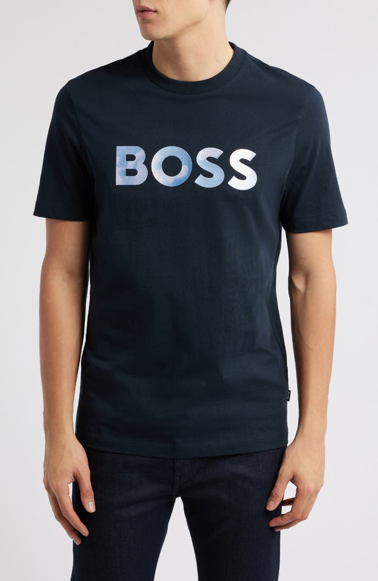 BOSS Thompson Logo Graphic T-Shirt, Main, color, Dark Blue