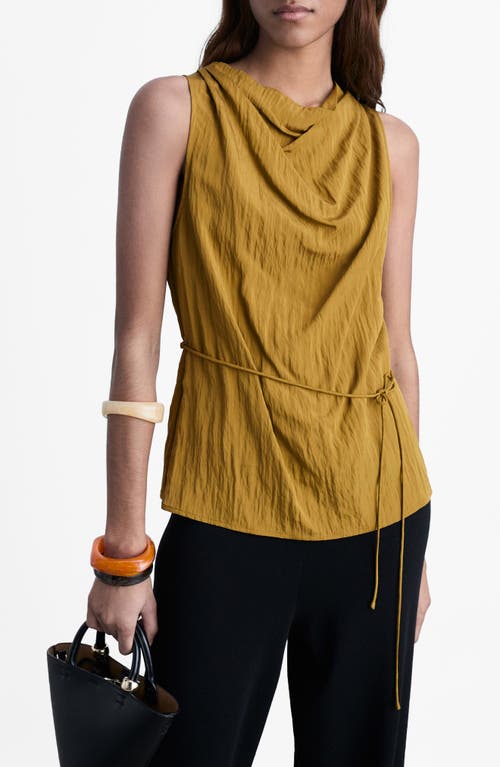 Mango Texture Tie Waist Sleeveless Top In Yellow