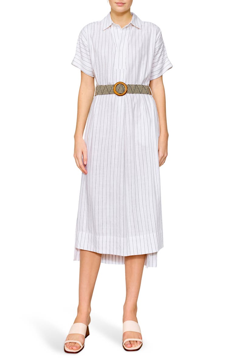 MELLODAY Stripe Belted Shirtdress, Main, color,