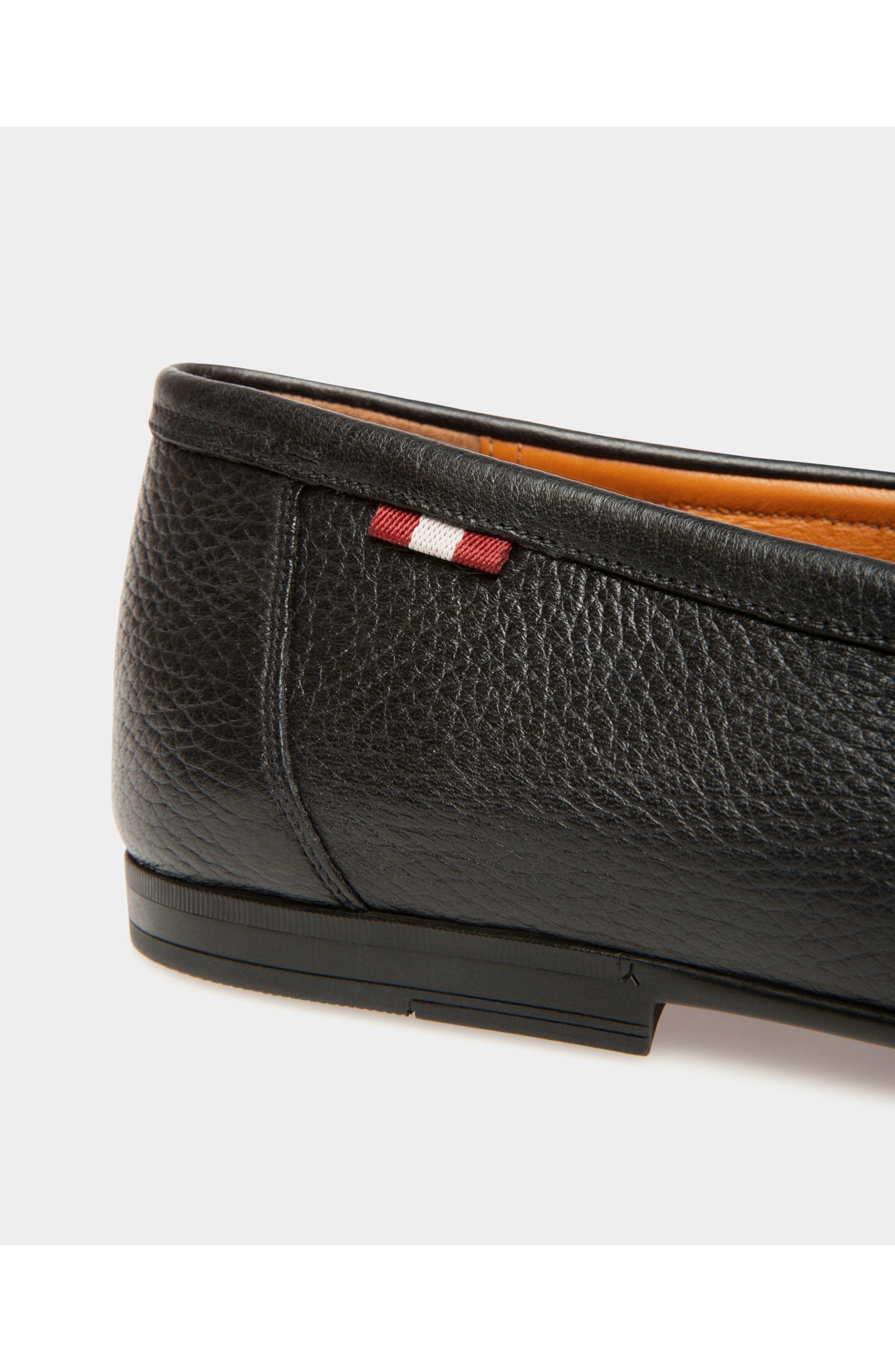 Bally Moccasin in Grained Leather, Alternate, color, Black